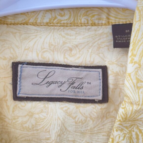 Legacy Falls Yellow Sleeveless Button-Up Shirt Paisley Pattern - Womens Size M - Picture 4 of 8